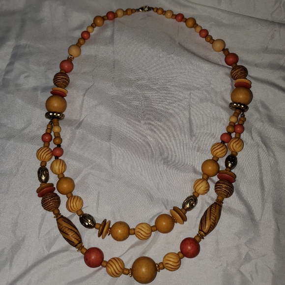 💸 5 for $20 | Warm Tone Multicolored Wooden Beaded Necklace - Picture 7 of 7